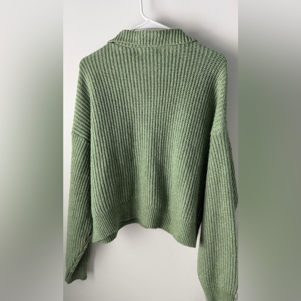 Sugar Moon Long Sleeve Quarter Zip Shaker Sweater in Mistletoe Junior Size Large - Picture 2 of 4